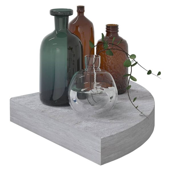 vidaXL Prateleiras canto parede 4 pcs 25x25x3,8cm MDF cinzento cimento