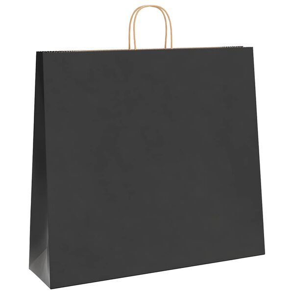 vidaXL Sacos de papel 250 unid com al&ccedil;as preto 54x15x49 cm