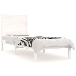 vidaXL Estrutura de cama solteiro 90x190 cm madeira maci&ccedil;a branco