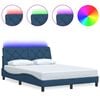 vidaXL Estrutura de cama com LED sem colch&atilde;o 140x190 cm tecido azul