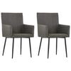 vidaXL Cadeiras de jantar c/ bra&ccedil;os 2 pcs tecido cinzento-acastanhado