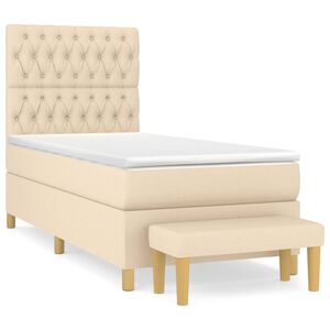 vidaXL Cama com molas/colch&atilde;o 100x200 cm tecido cor creme
