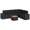 vidaXL 7 pcs conjunto de sof&aacute;s p/ jardim c/ almofad&otilde;es vime PE preto