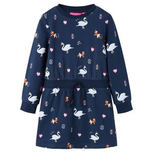 Vestido de manga comprida para crian&ccedil;a azul-marinho 104