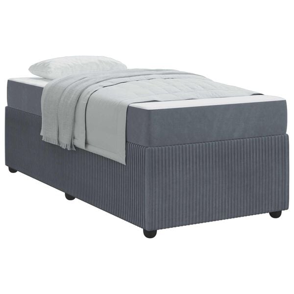 vidaXL Estrutura da Cama com colch&atilde;o Cinza Escuro 90 x 190 cm tecido
