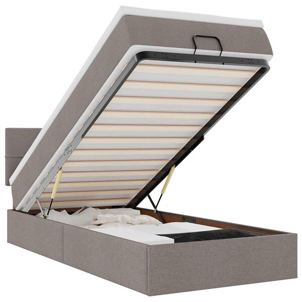 vidaXL Estrutura de cama otomana com colch&atilde;o tecido cinzento 80x200cm