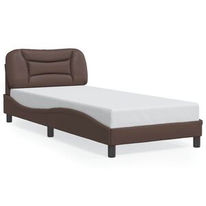 vidaXL Estrutura de cama sem colch&atilde;o Hvar couro artificial 80x200 cm castanho