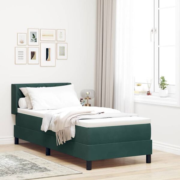 vidaXL Cama Box com colch&atilde;o Verde Escuro 200 x 80 cm Poli&eacute;ster