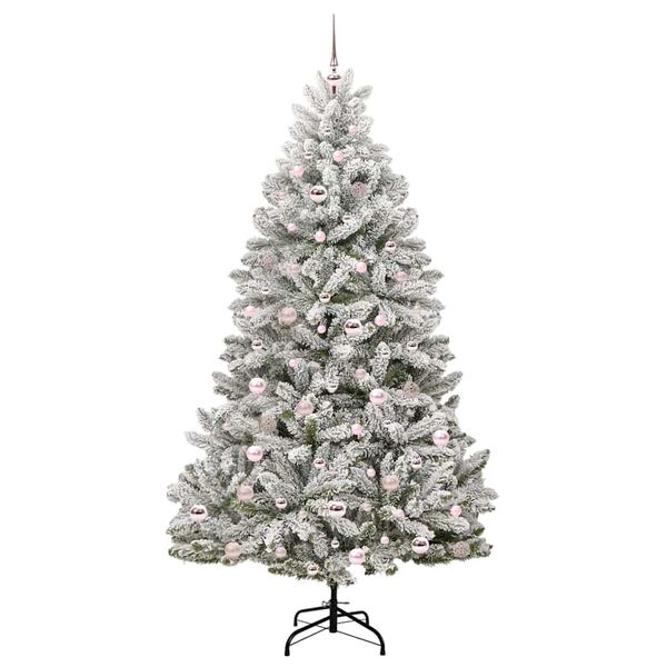 vidaXL &Aacute;rvore de Natal Artificial Verde e Branco 210 cm PVC e Metal