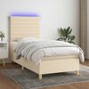 vidaXL Cama box spring c/ colch&atilde;o e LED 90x200 cm tecido cor creme