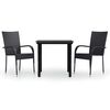 vidaXL 3 pcs conjunto de jantar para jardim preto
