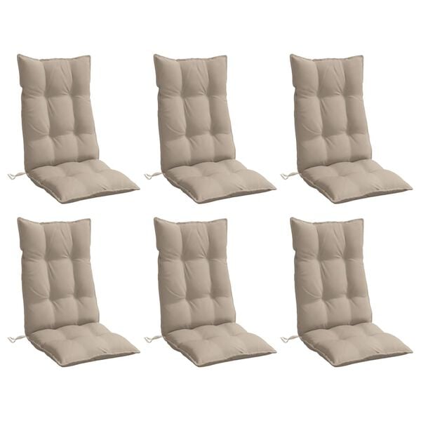 vidaXL Almofad&otilde;es cadeira encosto alto 6pcs oxford cinza-acastanhado