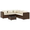 vidaXL 6 pcs conj. lounge jardim c/ almofad&otilde;es 6 pcs vime PE castanho