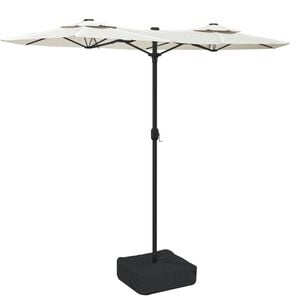 vidaXL Guarda-sol de jardim com cabe&ccedil;a dupla 316x145 cm branco areia