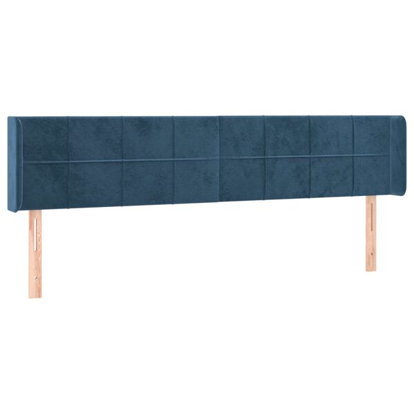 vidaXL Cabeceira cama c/ luzes LED veludo 203x16x78/88 cm azul-escuro