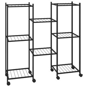vidaXL Suporte de vasos c/ rodas 83x25x83,5 cm ferro preto