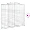 vidaXL Cestos gabião arqueados 2pcs 200x30x180/200cm ferro galvanizado
