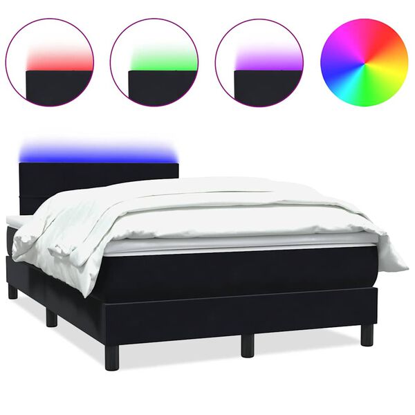 vidaXL Cama box spring c/ colch&atilde;o e LED 120x210 cm veludo preto