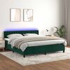 vidaXL Cama box spring c/ colch&atilde;o/LED 180x200 cm veludo verde-escuro