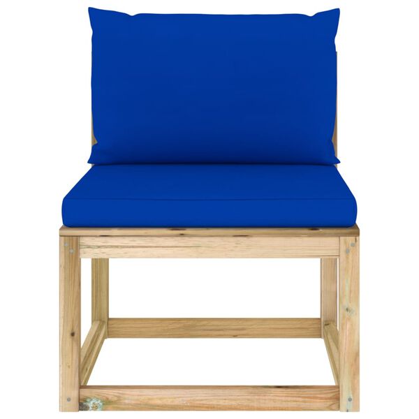 vidaXL Sof&aacute; de centro p/ jardim c/ almofad&otilde;es pinho impregnado verde