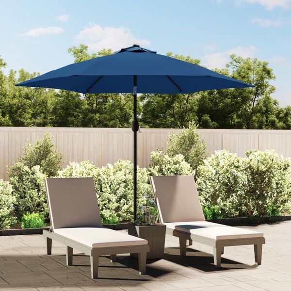 vidaXL Guarda-sol exterior c/ poste metal 300 cm azul-ciano