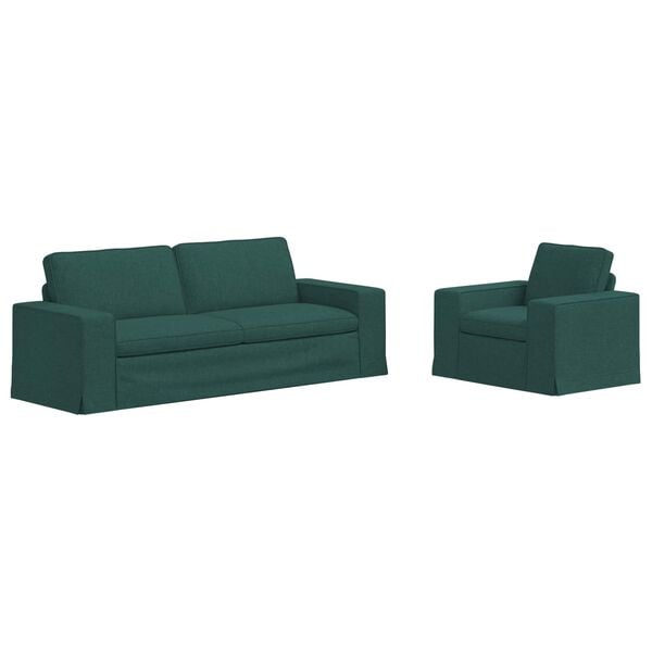 vidaXL Sof&aacute; 180cm 2 pcs Verde Escuro Metal