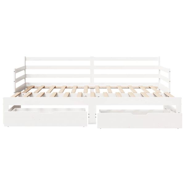 vidaXL Sof&aacute;-cama com gavet&atilde;o e gavetas sem colch&atilde;o 90x200 cm branco
