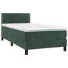 vidaXL Cama com molas/colchão 100x200 cm veludo verde-escuro
