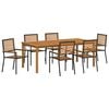 vidaXL Conjunto de Jantar para Jardim 7 pcs Preto