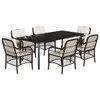 vidaXL 7 pcs conjunto jantar p/ jardim c/ almofad&otilde;es vime PE castanho