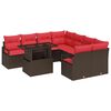 vidaXL Conjunto de Sof&aacute; de Jardim 9 unid. Castanho Rattan Sint&eacute;tico