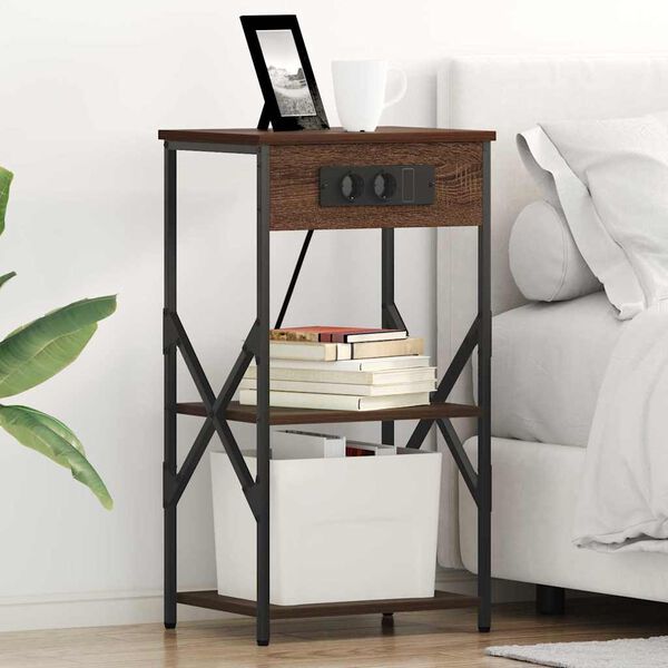 vidaXL Arm&aacute;rio de Cabeceira Carvalho Marrom 41 x 31 x 76 cm