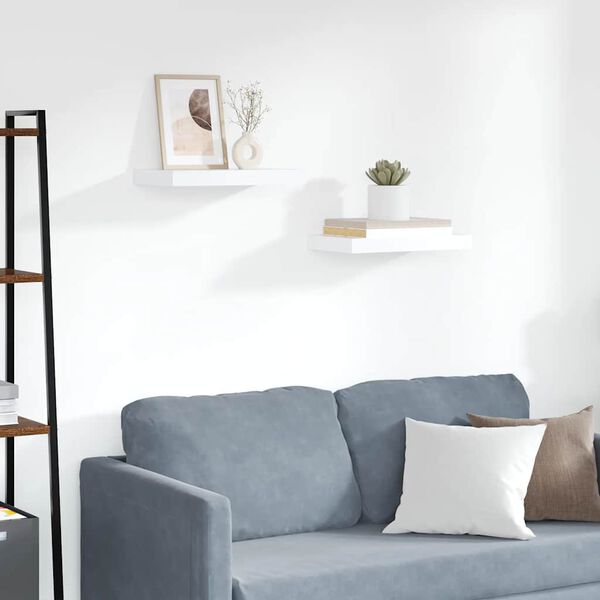 vidaXL Prateleiras de parede suspensas 2 pcs 40x23x3,8cm MDF branco