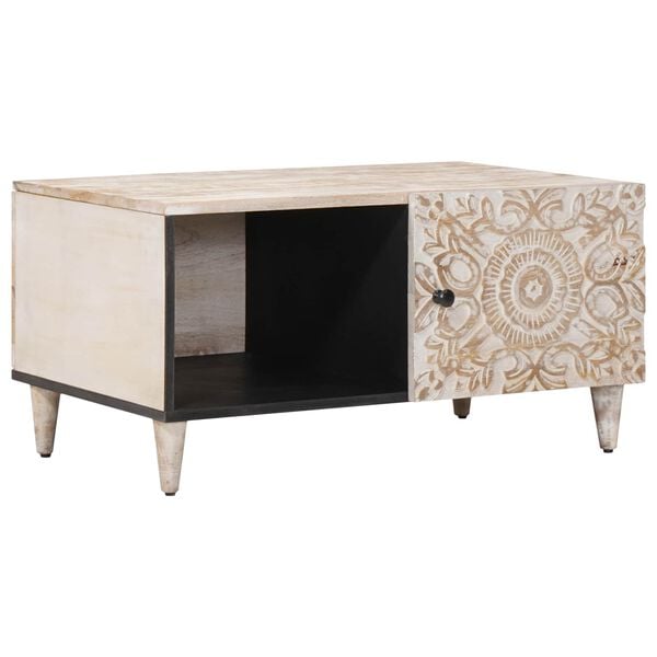 vidaXL Mesa de centro Branco 80 x 50 x 40 cm Madeira de manga maci&ccedil;a