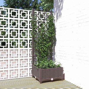 vidaXL Vaso/floreira jardim c/ treli&ccedil;a 40x40x121,5 cm PP castanho