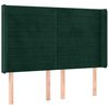 vidaXL Cabeceira cama c/ abas veludo 147x16x118/128 cm verde-escuro