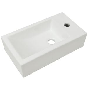 vidaXL Lavat&oacute;rio + abertura torneira cer&acirc;mica branco 46x25,5x12 cm