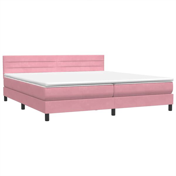 vidaXL Cama com molas colch&atilde;o 200x210 cm veludo rosa