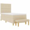 vidaXL Cama Box com colch&atilde;o com cabeceira Creme 90 x 200 cm tecido