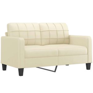 vidaXL Sof&aacute; de 2 lugares 140 cm couro artificial cor creme