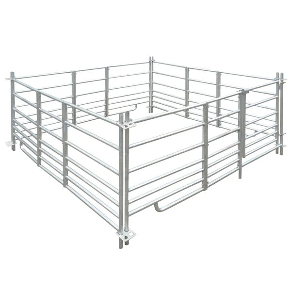 Curral/recinto para ovelhas c/ 4 pain&eacute;is a&ccedil;o galvanizado 183x183x92 cm