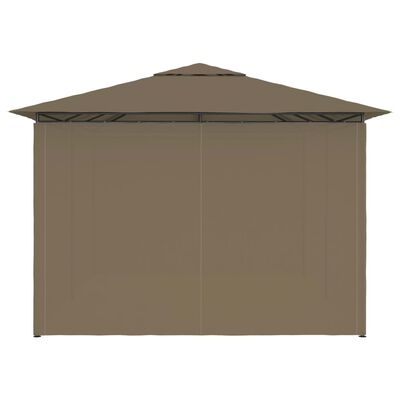 vidaXL Tenda de jardim com cortinas 4x3m 180 g/m² cinzento-acastanhado