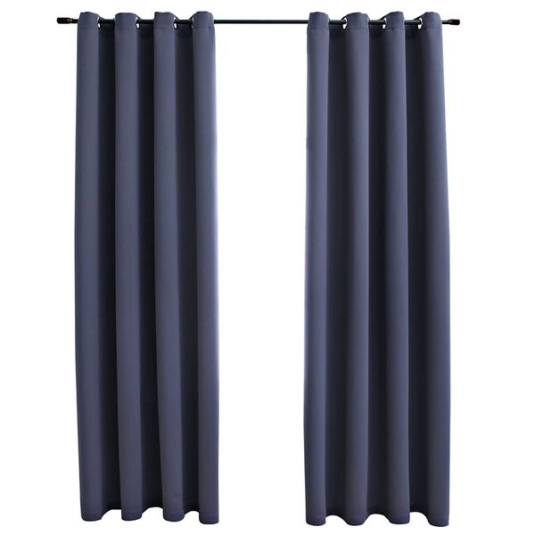 vidaXL Cortinas blackout c/ argolas em metal 2 pcs 140x225cm antracite