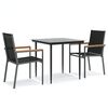 vidaXL 3 pcs conjunto de jantar para jardim textilene e a&ccedil;o preto