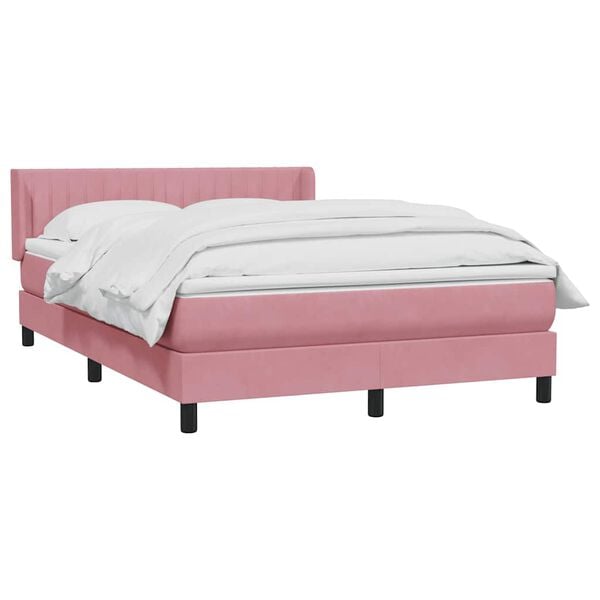 vidaXL Cama box spring com colch&atilde;o 160x210 cm veludo rosa