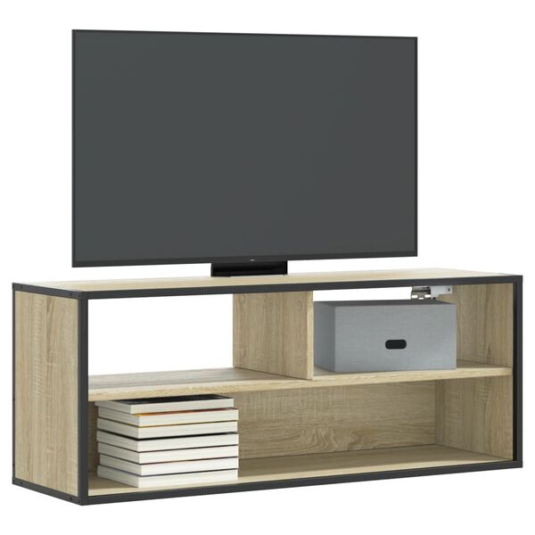 vidaXL M&oacute;vel p/ TV 100x31x39,5 cm deriv. madeira/metal carvalho sonoma