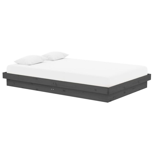 vidaXL Estrutura cama pequena casal 120x190 cm pinho maciço cinza