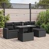 vidaXL 6 pcs conjunto sof&aacute;s de jardim c/ almofad&otilde;es vime PE preto