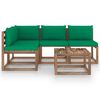 vidaXL 5 pcs conjunto lounge de jardim c/ almofad&otilde;es verdes