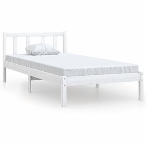 vidaXL Estrutura de cama pequena solteiro 75x190cm pinho maci&ccedil;o branco